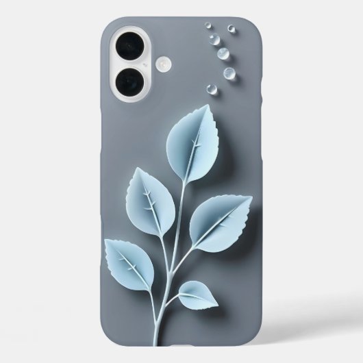 Blauwe bladeren met dauw iPhone Case (Achterkant)