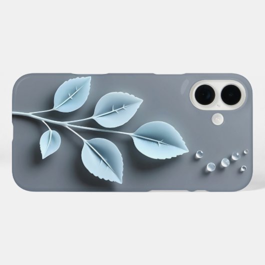 Blauwe bladeren met dauw iPhone Case (Achterkant (horizontaal))