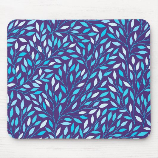  blauwe bladeren muismat (Voorkant)