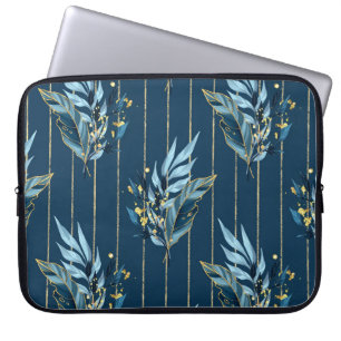 Blauwe bladeren naadloze wrap achtergrond laptop sleeve