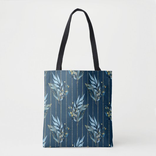 Blauwe bladeren naadloze wrap achtergrond tote bag (Voorkant)
