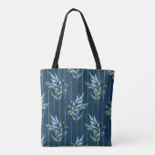 Blauwe bladeren naadloze wrap achtergrond tote bag (Achterkant)