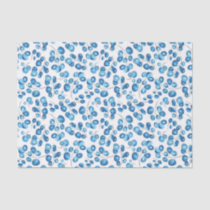 Blauwe bladeren op wit tissuepapier