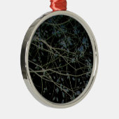 Blauwe bladeren op zwart metalen ornament (Rechts)