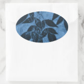 Blauwe bladeren ovale sticker (Tas)
