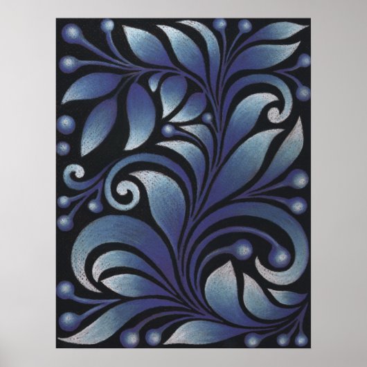 blauwe bladeren poster (Voorkant)