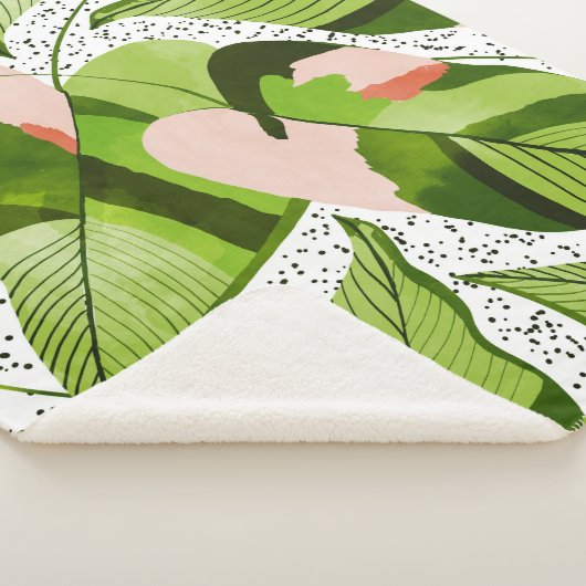 Blauwe bladeren sherpa deken (3/4)