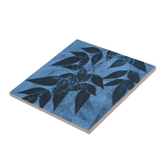 Blauwe bladeren tegeltje (Zijkant)