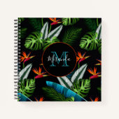 Blauwe bladeren van groene bladeren van oerwoud notitieboek (Voorkant)