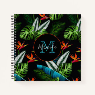 Blauwe bladeren van groene bladeren van oerwoud notitieboek