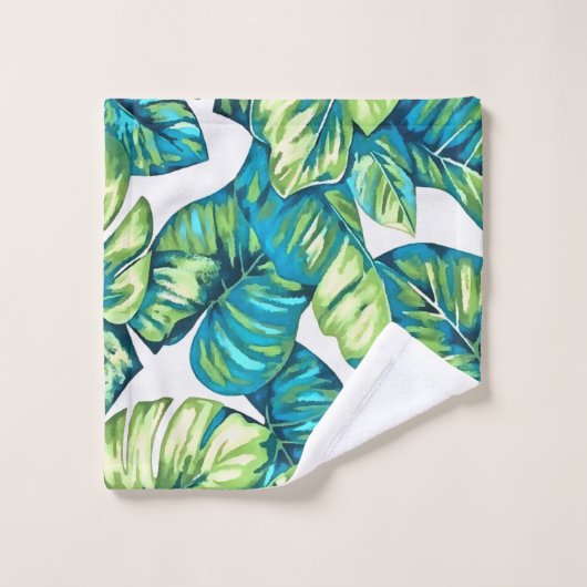 Blauwe bladeren van tropische monstera en banaanbl bad handdoek (Wasdoekje)