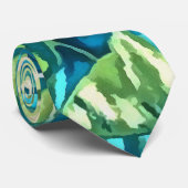 Blauwe bladeren van tropische monstera en banaanbl stropdas (Opgerold)