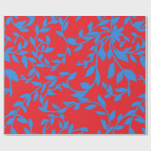 Blauwe Bladeren Wijnstokken Rood Botanisch Cadeaupapier (Vlak)