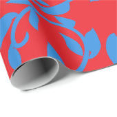 Blauwe Bladeren Wijnstokken Rood Botanisch Cadeaupapier (Rol Hoek)