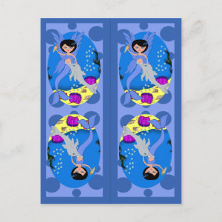 Blauwe Bladwijzer van Zeemeerminnaars en Zeemeermi Briefkaart