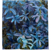 Blauwe blauw bladerindruk douchegordijn (Voorkant)