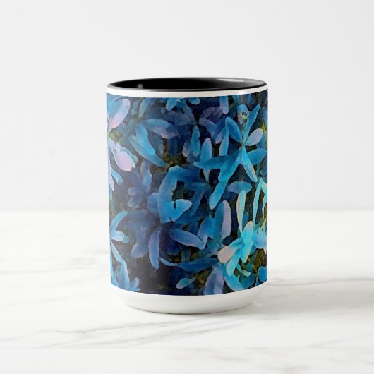 Blauwe blauw bladerindruk mok (Midden)