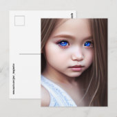 BLAUWE BLAUW GEOOGD KLEINE MEISJE Briefkaart (Voorkant / Achterkant)