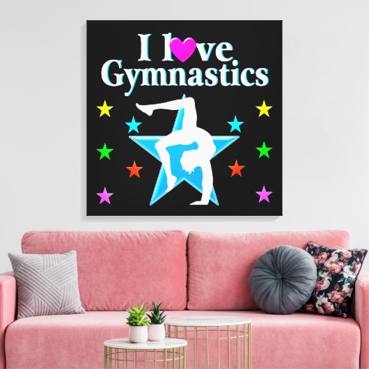 BLAUWE BLAUW IK HOOR VAN GYMNASTISCH ONTWERP CANVAS AFDRUK (Insitu (Woonkamer))