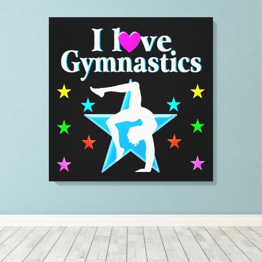 BLAUWE BLAUW IK HOOR VAN GYMNASTISCH ONTWERP CANVAS AFDRUK (Insitu (Houten vloer))