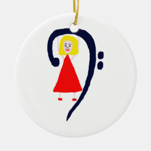 Blauwe blauwe baard van vrouw, gespleten rode jurk keramisch ornament