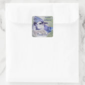 BLAUWE BLAUWE BIRD VIERKANTE STICKER (Tas)