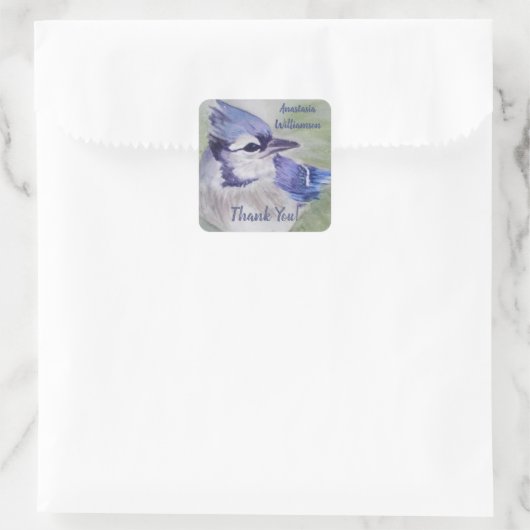 BLAUWE BLAUWE BIRD VIERKANTE STICKER (Tas)