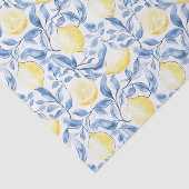 Blauwe Blauwe Bladeren Citroenen Sicilië Italiaans Tissuepapier (Detail)