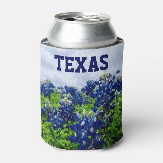 Blauwe blauwe bloemen Texas Texan Floral can Blikjeskoeler (Blikje Voorkant)
