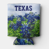 Blauwe blauwe bloemen Texas Texan Floral can Blikjeskoeler (Voorkant)