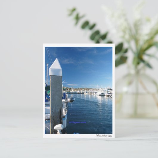 Blauwe blauwe dag briefkaart (Staand voorkant)