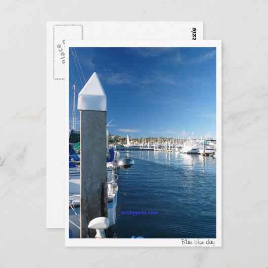 Blauwe blauwe dag briefkaart (Voorkant / Achterkant)