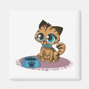 BLAUWE BLAUWE GEOOGDE KITTEN OP EEN PAARS MAT MAGNEET