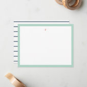 Blauwe blauwe gestreepte moderne Initiaal rode mar Notitiekaartje (Voorkant / Achterkant in situ)