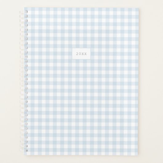 Blauwe blauwe Gingham Aangepaste jaarplank Planner (Voorkant)