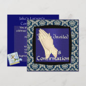 BLAUWE BLAUWE INVITATIES BEVESTIGEN KAART (Voorkant / Achterkant)