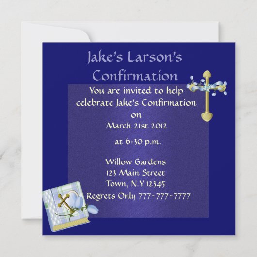 BLAUWE BLAUWE INVITATIES BEVESTIGEN KAART (Achterkant)