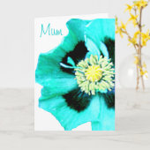 Blauwe blauwe kaart "Mum" witte Moederdag (Gele Bloem)