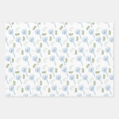 Blauwe blauwe maisbladeren patroon inpakpapier vel (Voorkant 2)