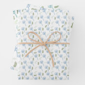 Blauwe blauwe maisbladeren patroon inpakpapier vel (In situ)