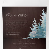 BLAUWE BLAUWE MOUNTAINEN PINE WATERVERF WEDDING DRIELUIK UITNODIGING (Binnenzijde eerst)