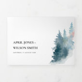 BLAUWE BLAUWE MOUNTAINEN PINE WATERVERF WEDDING DRIELUIK UITNODIGING (Cover)