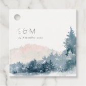 BLAUWE BLAUWE MOUNTAINES PINE MONOGRAM WEDDING BEDANKJES LABELS (Voorkant)