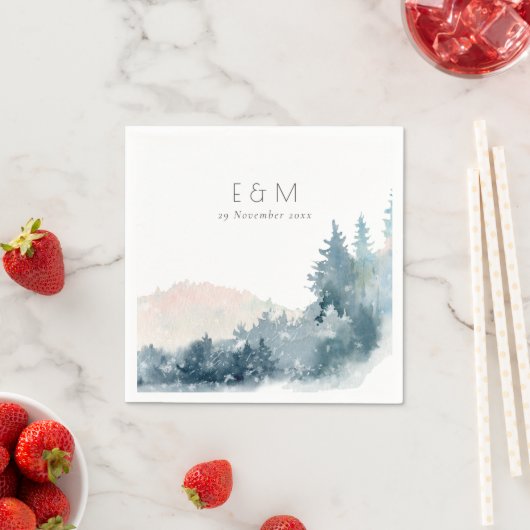 BLAUWE BLAUWE MOUNTAINES PINE MONOGRAM WEDDING SERVET (Insitu)