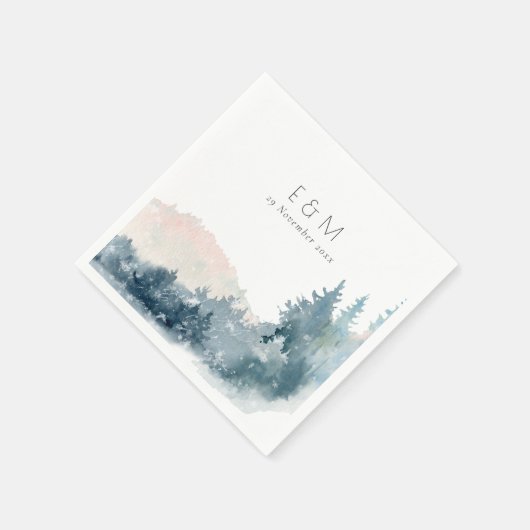 BLAUWE BLAUWE MOUNTAINES PINE MONOGRAM WEDDING SERVET (Hoek)