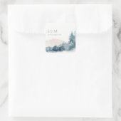 BLAUWE BLAUWE MOUNTAINES PINE MONOGRAM WEDDING VIERKANTE STICKER (Tas)