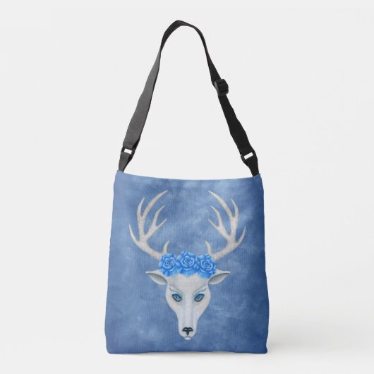 Blauwe blauwe ogen van blanke lui Antlers Blauwe R Crossbody Tas (Achterkant)