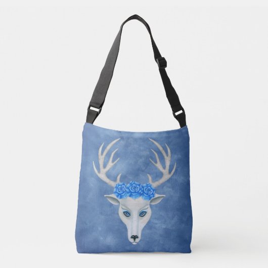 Blauwe blauwe ogen van blanke lui Antlers Blauwe R Crossbody Tas (Voorkant)