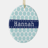 Blauwe blauwe polaire dot Pattern Blue Banner Keramisch Ornament (Rechts)