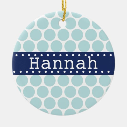 Blauwe blauwe polaire dot Pattern Blue Banner Keramisch Ornament (Voorkant)